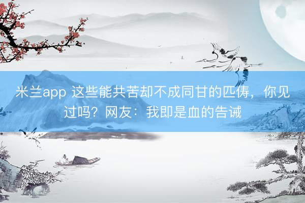 米兰app 这些能共苦却不成同甘的匹俦，你见过吗？网友：我即是血的告诫