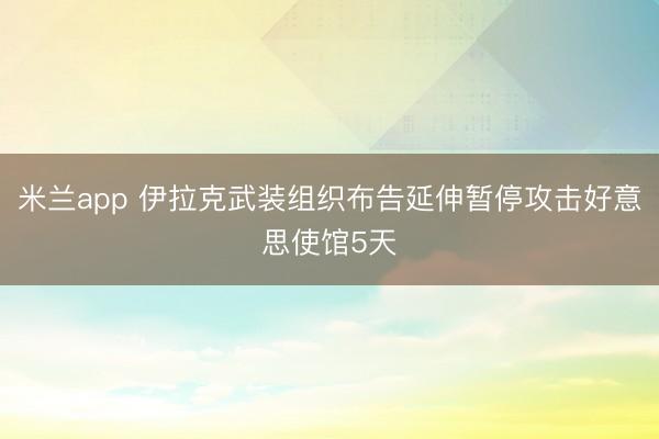 米兰app 伊拉克武装组织布告延伸暂停攻击好意思使馆5天