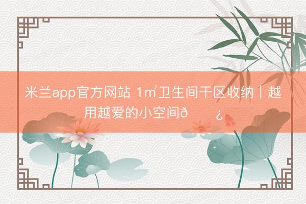 米兰app官方网站 1㎡卫生间干区收纳｜越用越爱的小空间🚿