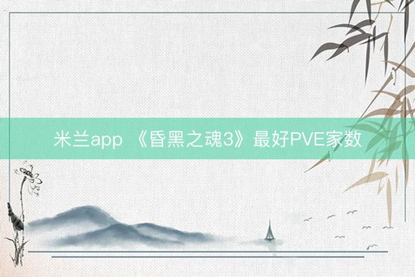 米兰app 《昏黑之魂3》最好PVE家数