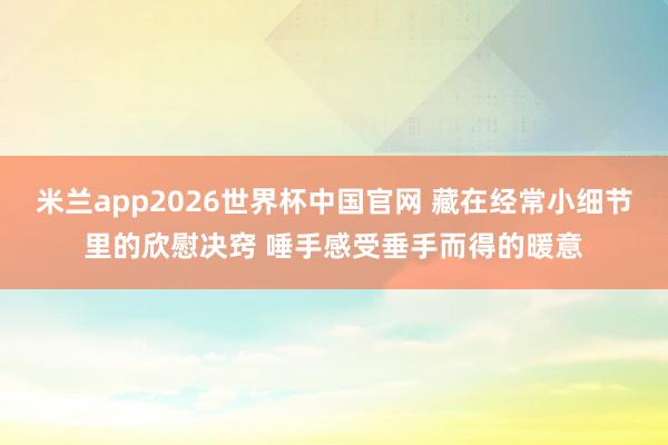 米兰app2026世界杯中国官网 藏在经常小细节里的欣慰决窍 唾手感受垂手而得的暖意