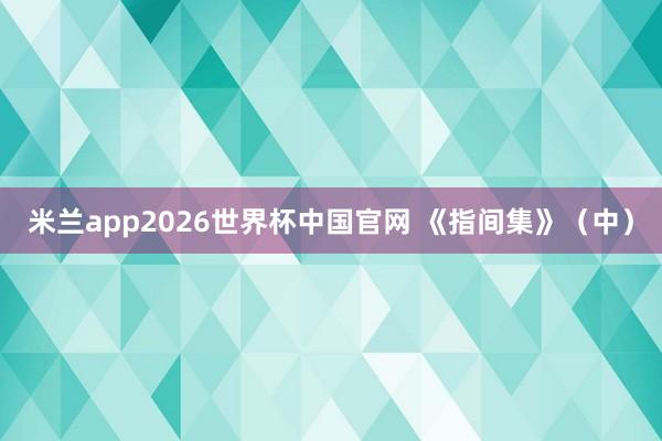 米兰app2026世界杯中国官网 《指间集》（中）