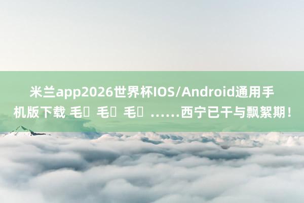 米兰app2026世界杯IOS/Android通用手机版下载 毛҉毛҉毛҉……西宁已干与飘絮期！