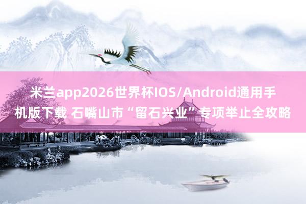 米兰app2026世界杯IOS/Android通用手机版下载 石嘴山市“留石兴业”专项举止全攻略