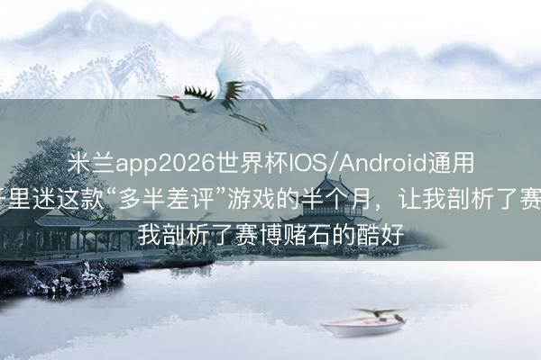 米兰app2026世界杯IOS/Android通用手机版下载 千里迷这款“多半差评”游戏的半个月，让我剖析了赛博赌石的酷好