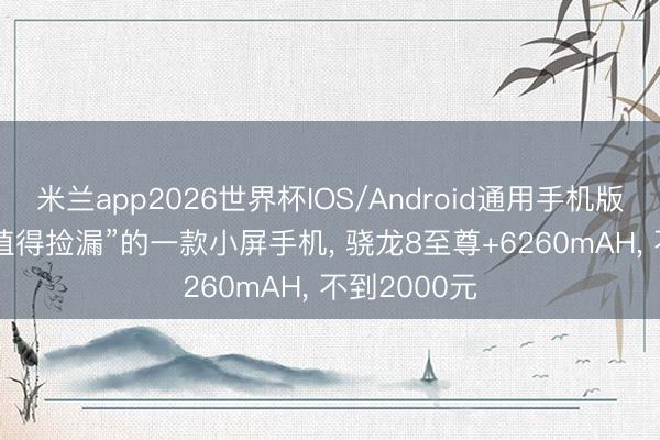米兰app2026世界杯IOS/Android通用手机版下载 618“值得捡漏”的一款小屏手机， 骁龙8至尊+6260mAH， 不到2000元