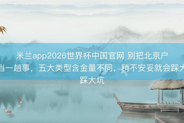 米兰app2026世界杯中国官网 别把北京户口当一趟事，五大类型含金量不同，稍不安妥就会踩大坑