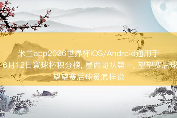 米兰app2026世界杯IOS/Android通用手机版下载 6月12日寰球杯积分榜, 墨西哥队第一, 望望赛后球员怎样说