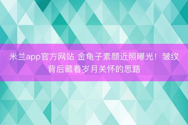 米兰app官方网站 金龟子素颜近照曝光！皱纹背后藏着岁月关怀的思路