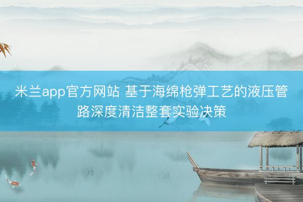 米兰app官方网站 基于海绵枪弹工艺的液压管路深度清洁整套实验决策