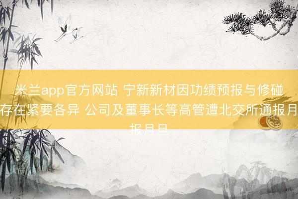 米兰app官方网站 宁新新材因功绩预报与修碰巧存在紧要各异 公司及董事长等高管遭北交所通报月旦